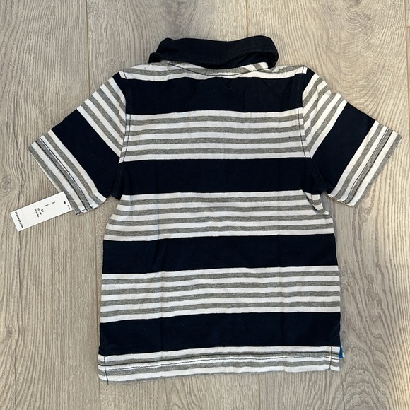 💙 2 NWT Old Navy boys polo shirts 2T navy blue gray white orange stripe bundle - Picture 3 of 13